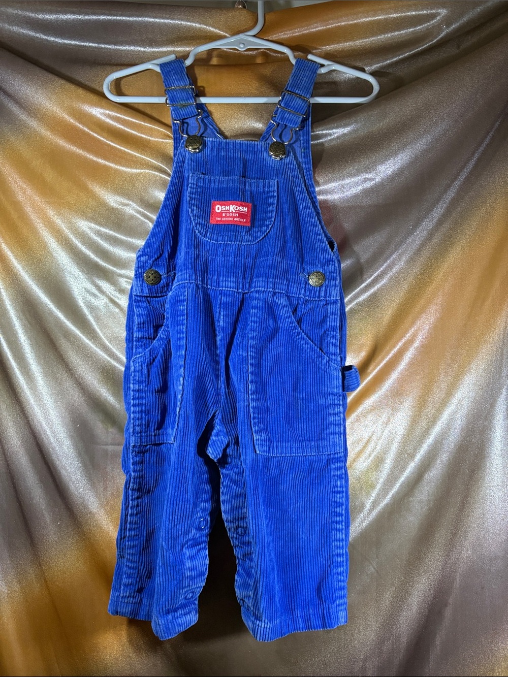 Vintage 12m OshKosh B'gosh Bright Blue Corduroy Overalls for Kids 411